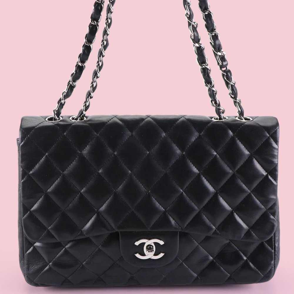 Chanel Black Quilted Lambskin Jumbo Single Flap Bag